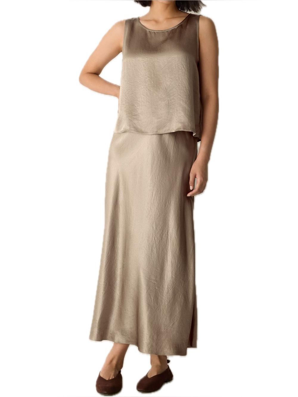 Eileen Fisher Silk Tank and Skirt Set In Champagne